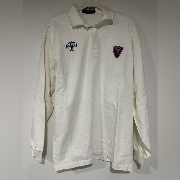 Vintage Polo Sport Long Sleeve Men Large Rugby Badge Shield Crest - Picture 1 of 8